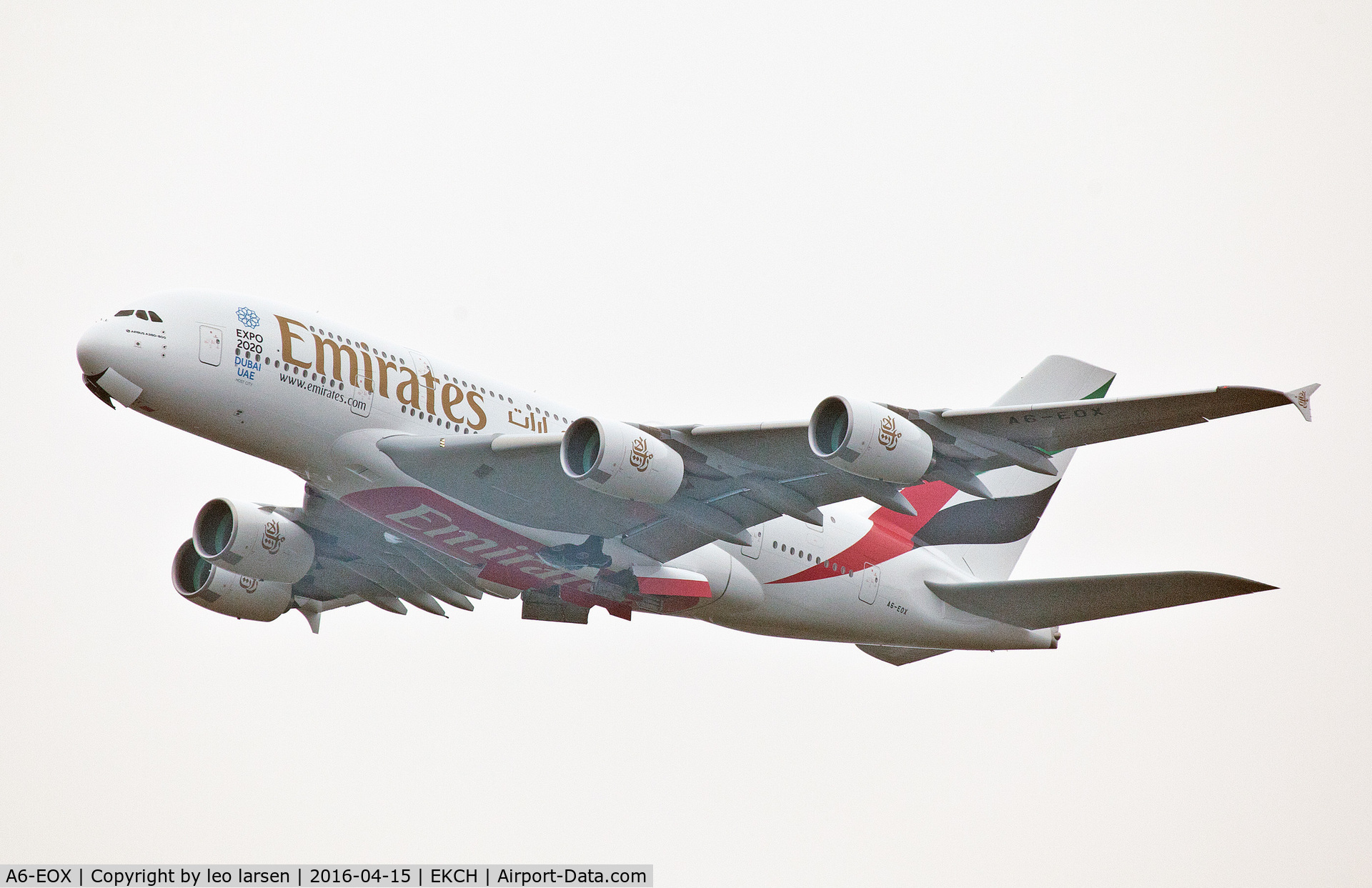 A6-EOX, 2015 Airbus A380-861 C/N 208, Copenhagen 15.4.16