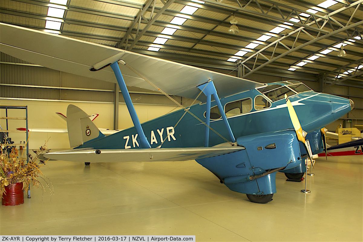 ZK-AYR, 1936 De Havilland DH-90A Dragonfly C/N 7508, At Croydon Aviation Heritage Centre  , South Island , New Zealand