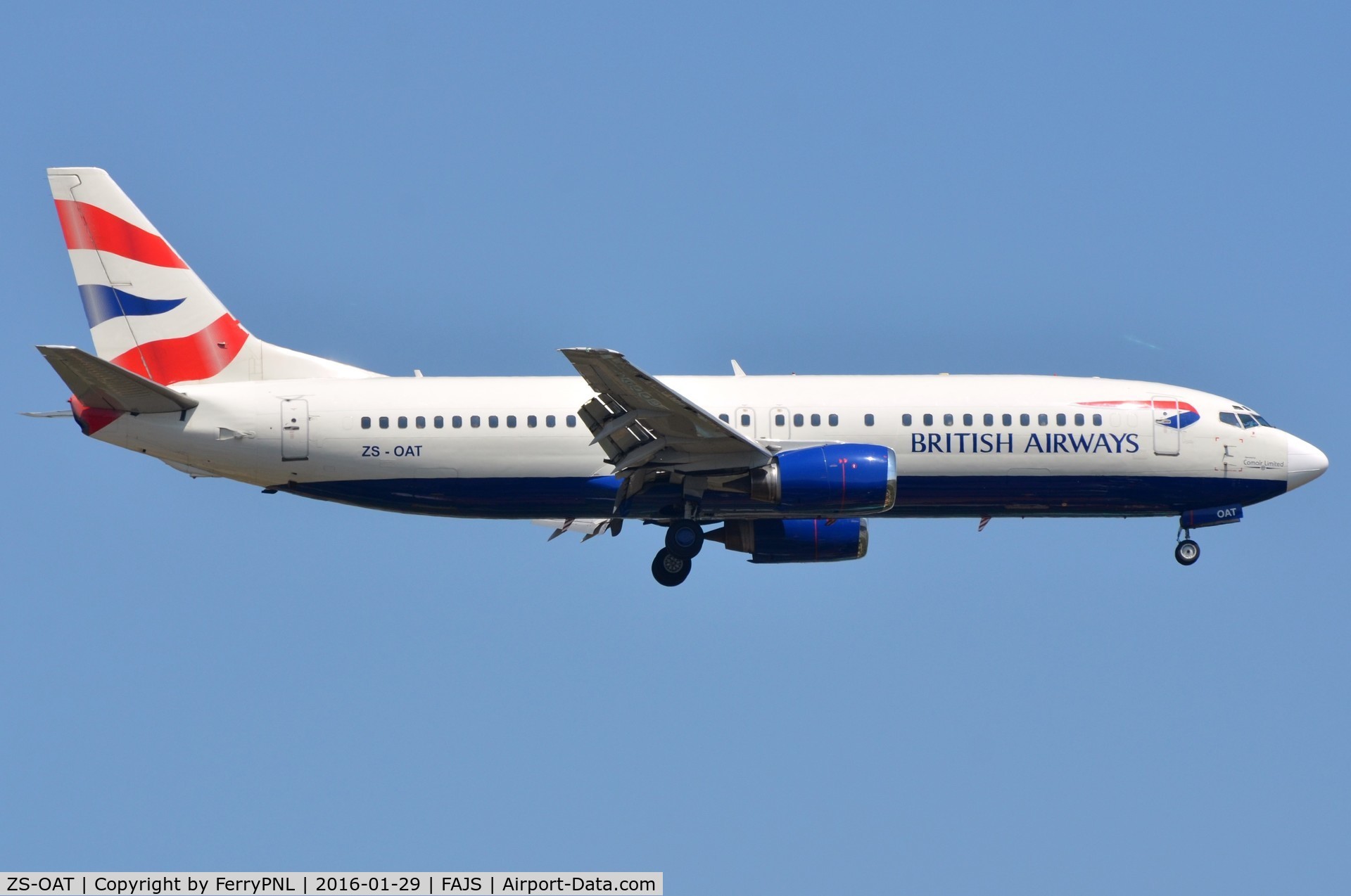 ZS-OAT, 1995 Boeing 737-476 C/N 28150, Comair operating this B734 for BA