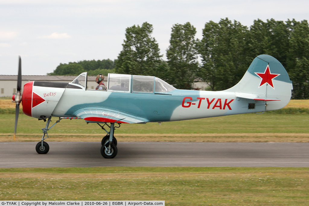 G-TYAK, 1989 Bacau Yak-52 C/N 899907, Bacau Yak-52, Breighton Airfield, June 26th 2010.