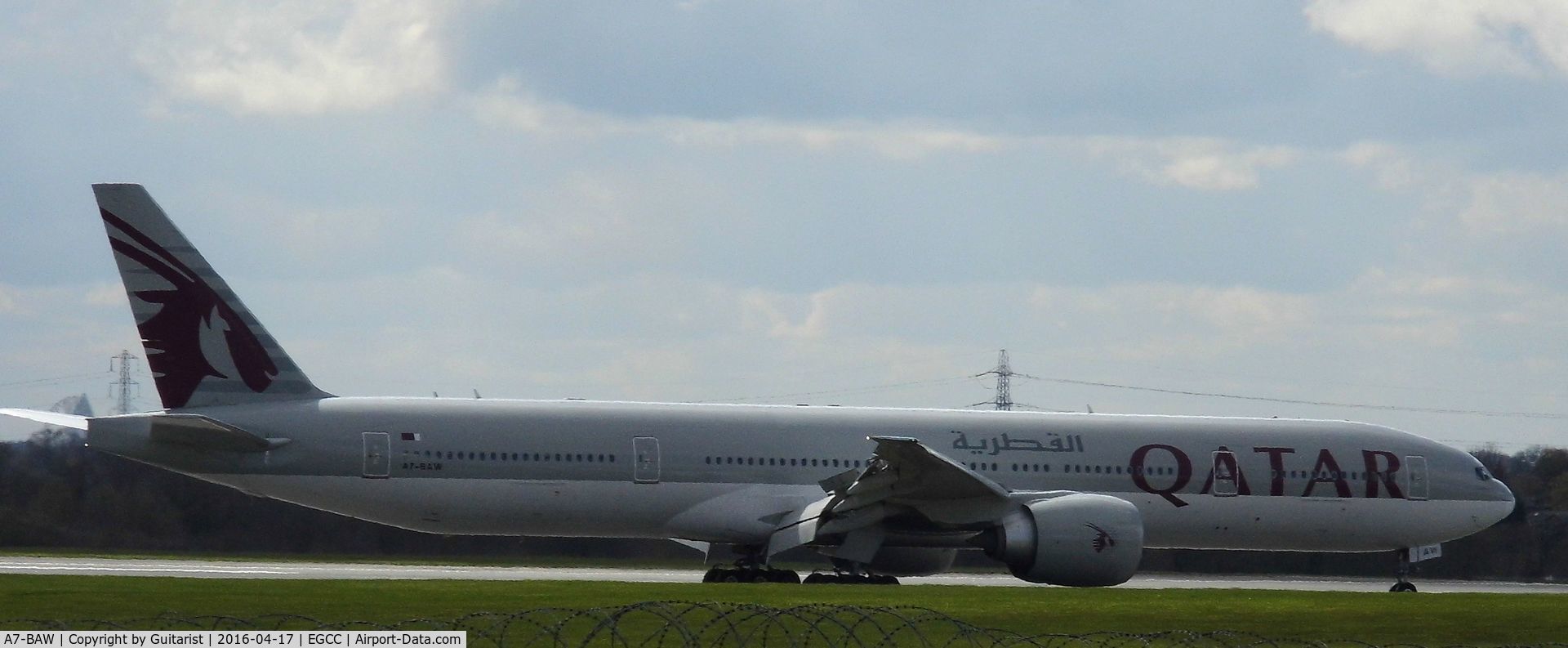 A7-BAW, 2012 Boeing 777-3DZ/ER C/N 41741, At Manchester