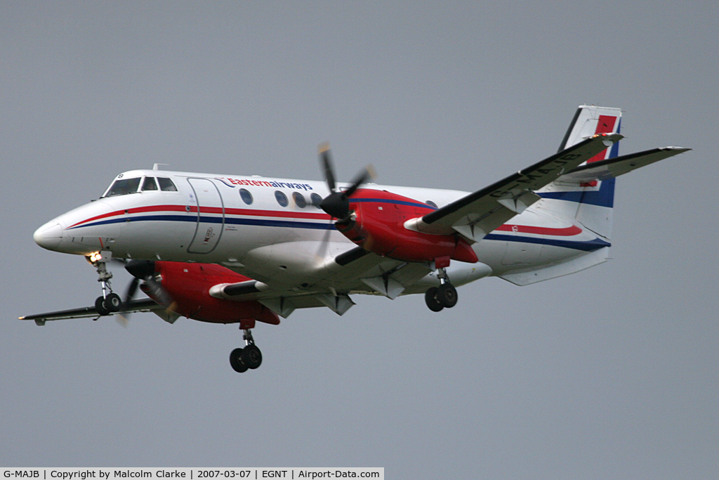 G-MAJB, 1993 British Aerospace Jetstream 41 C/N 41018, British Aerospace Jetstream 41 on approach to 25 at Newcastle Airport, March 2007.