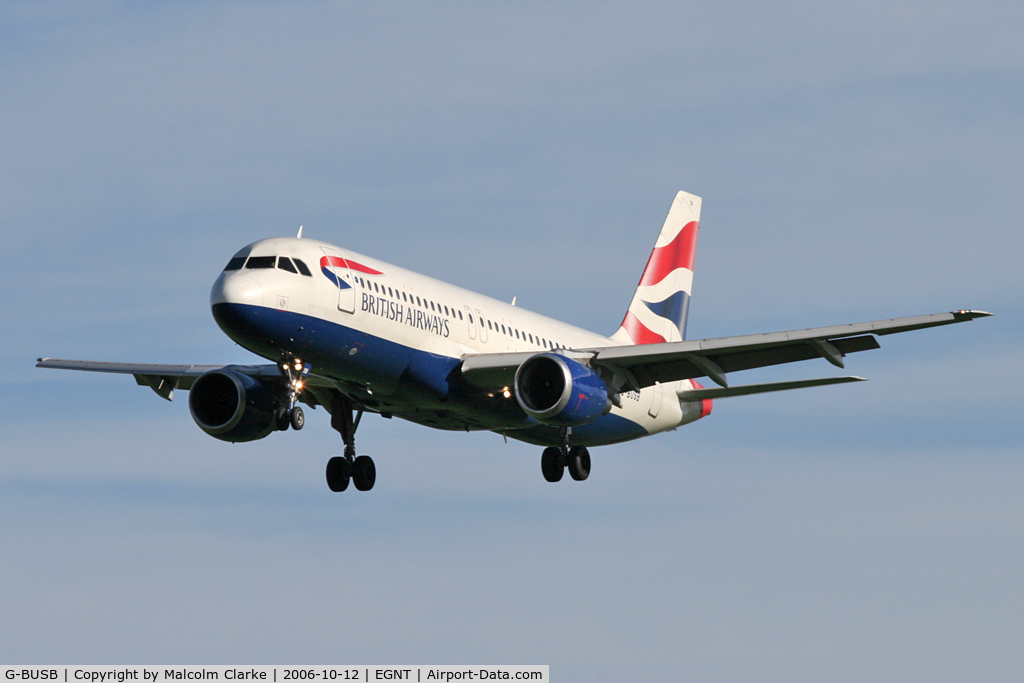 G-BUSB, 1987 Airbus A320-111 C/N 006, Airbus A320-111 on approach to Newcastle Airport, October 2006.