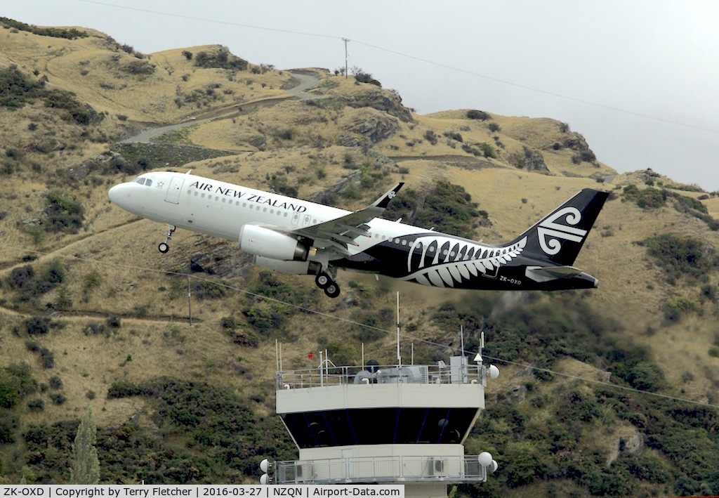 ZK-OXD, 2014 Airbus A320-232 C/N 5962, Air NZ Airbus climbs away from Queenstown