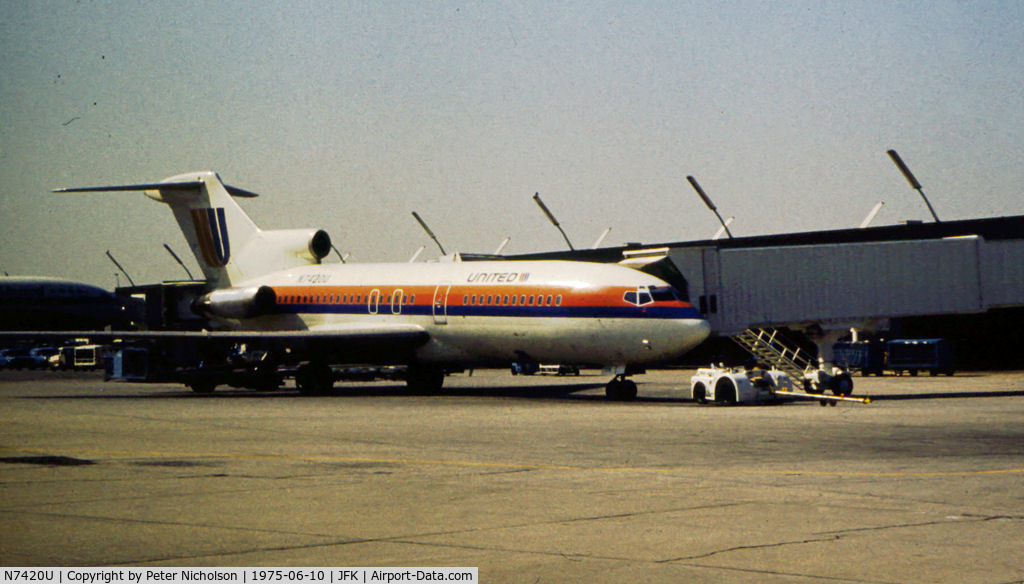 N7420U, 1967 Boeing 727-22C C/N 19195, Boeing 727-22C of United Airlines as seen at Kennedy in the Summer of 1975.