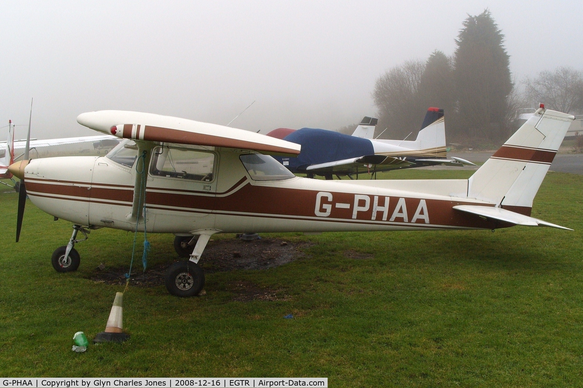 G-PHAA, 1974 Reims F150M C/N 1159, Taken on a quiet cold and foggy day. With thanks to Elstree control tower who granted me authority to take photographs on the aerodrome. Previously G-BCPE. Owned by PHA Aviation.
