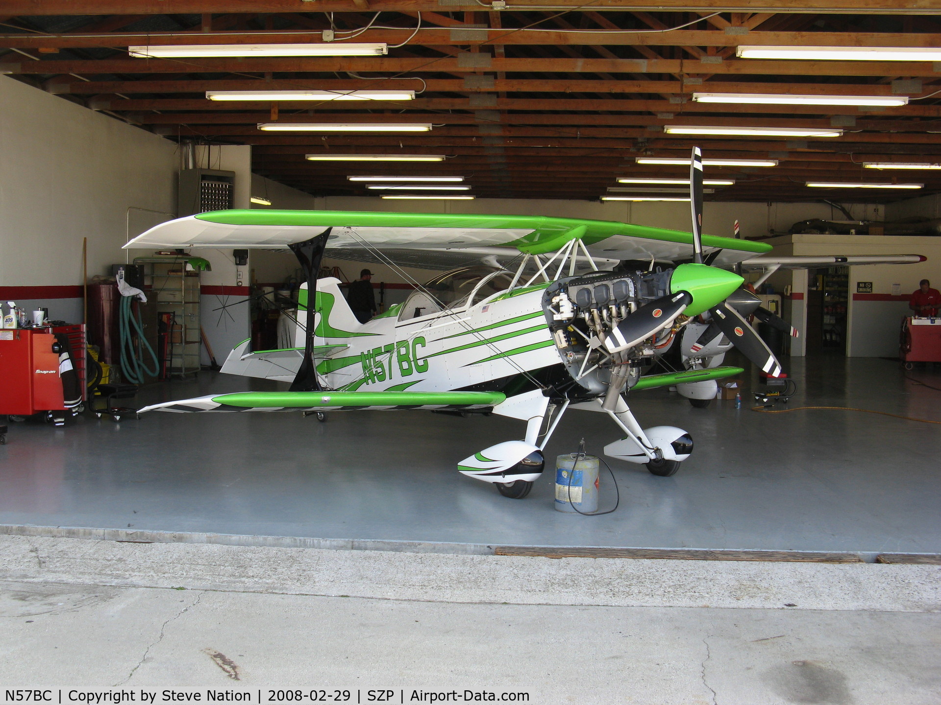N57BC, 2001 Aviat Pitts S-2C Special C/N 6042, Locally-based 2001 Aviat Pitts S-2C in hangar @ Santa Paula Airport (Ventura County), CA