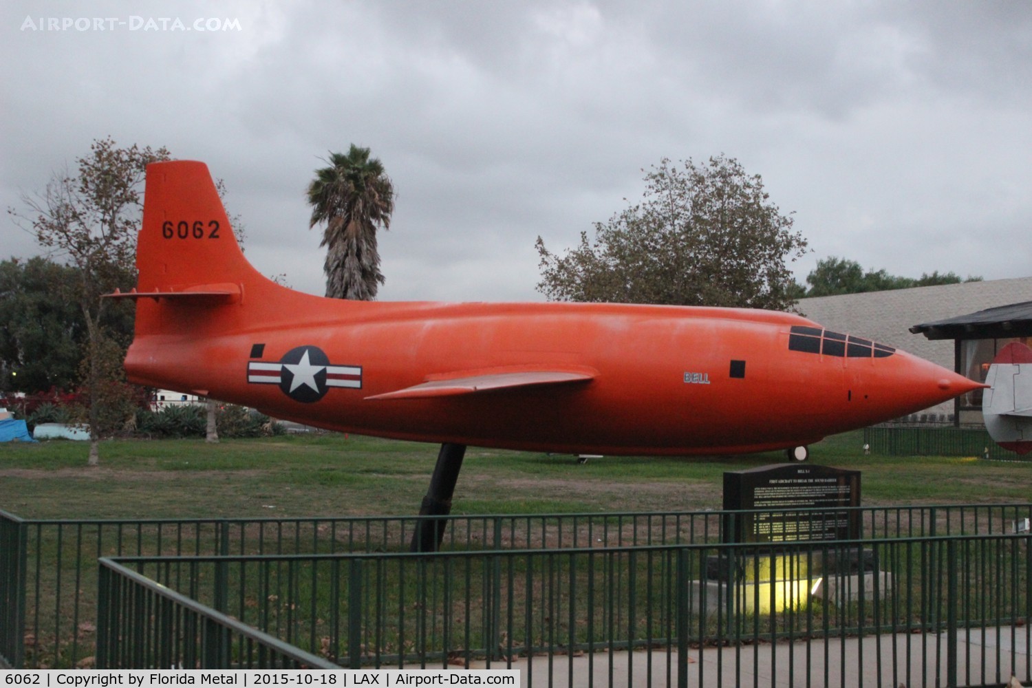 6062, Bell X-1 Replica C/N None, This is a fiberglass replica of 46-0062, Glamorous Glennis that is at the Smithsonian.  This replica is at the Proud Bird Restaurant near LAX