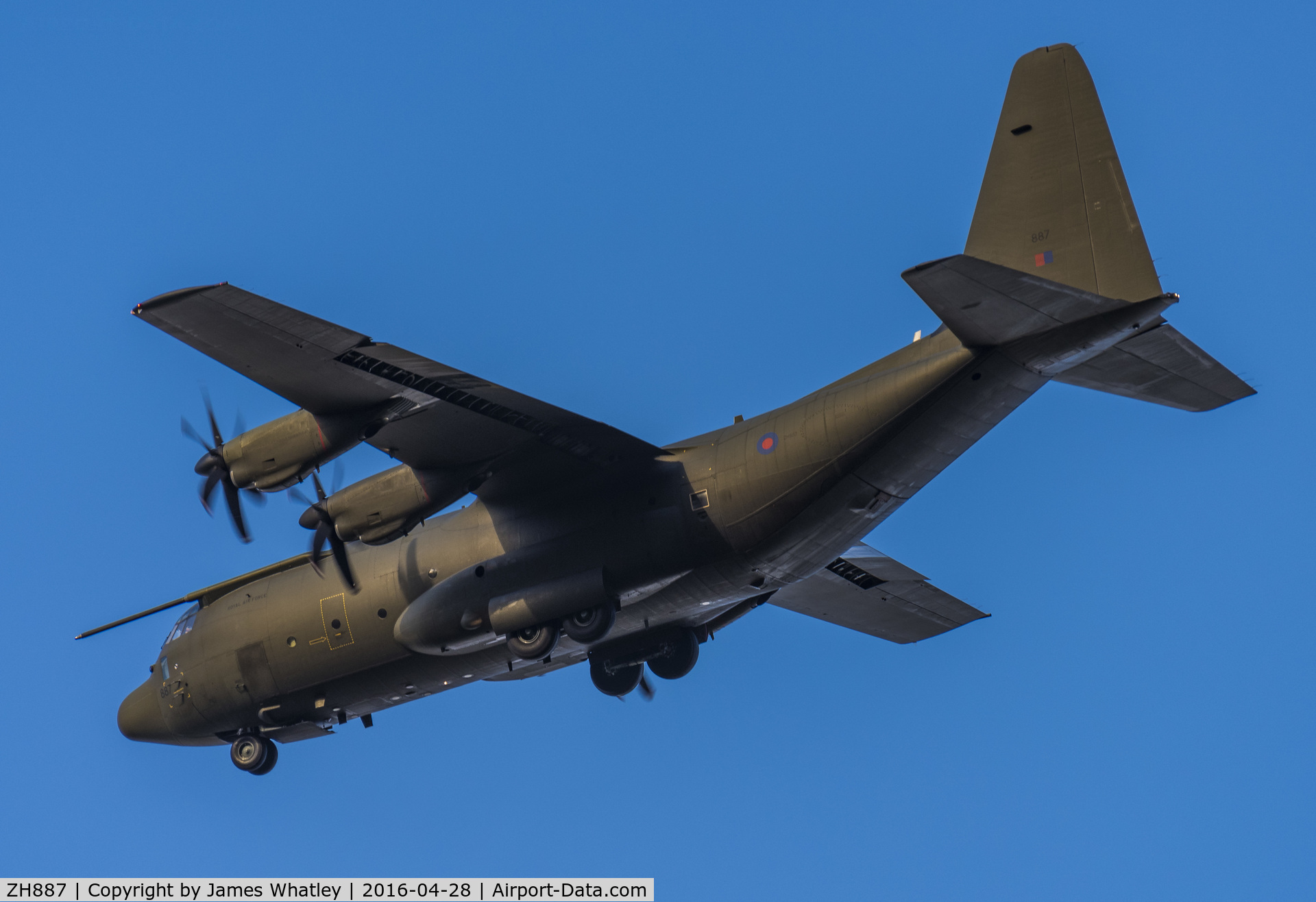 ZH887, 1999 Lockheed Martin C-130J Hercules C.5 C/N 382-5485, Near Boscombe Down in the late sun