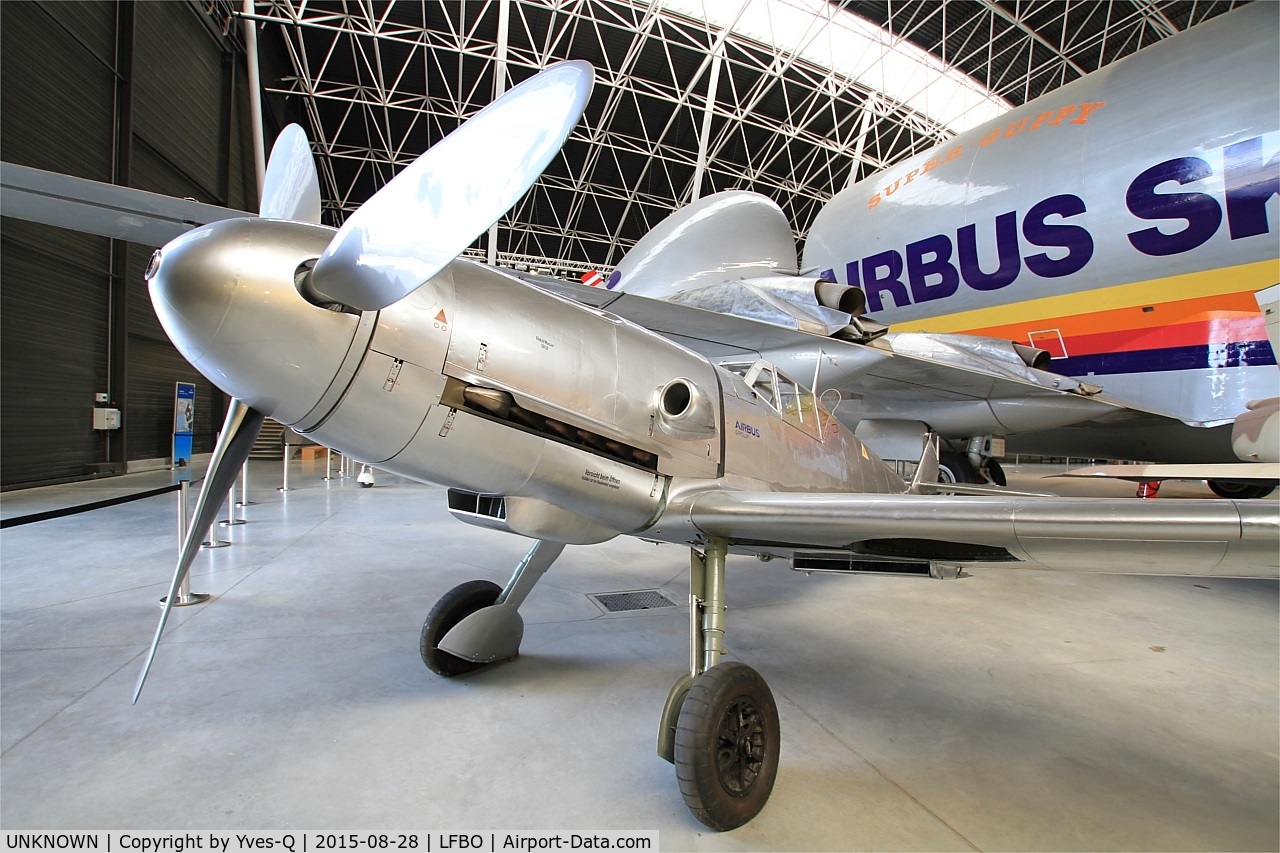 UNKNOWN, Hispano HA-1109-K1L/Bf-109G-2 C/N 54, Hispano HA-1109-K1L-Bf-109G-2, preserved at Aeroscopia museum, Toulouse-Blagnac. 
This aircraft, originally a Hispano Ha 1109, ownership of Airbus group, has been restored and converted Bf 109G-2, with a Daimler-Benz DB605 engine.
