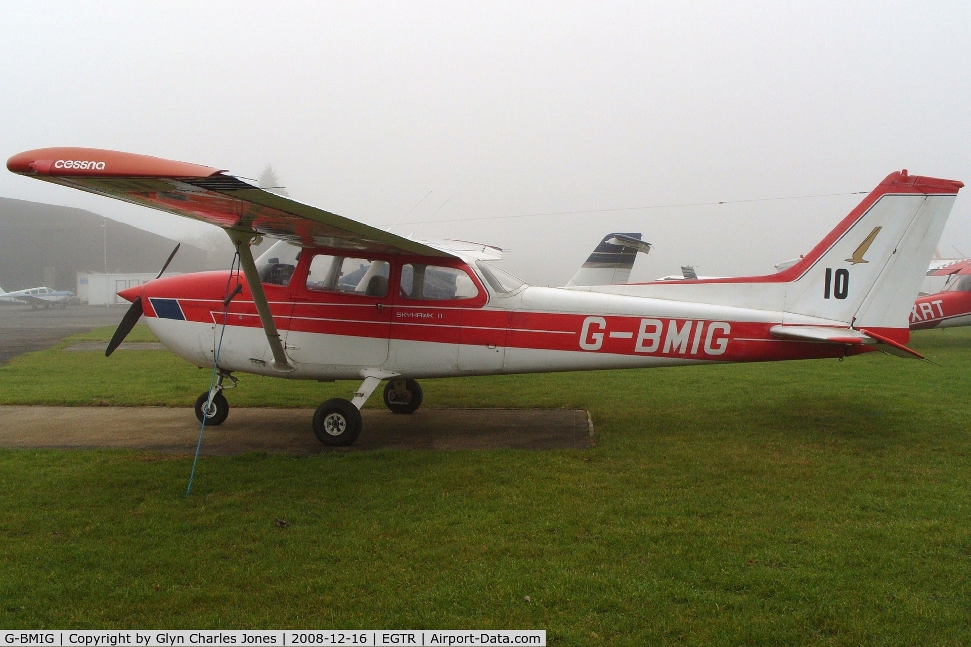G-BMIG, 1979 Cessna 172N Skyhawk C/N 172-72376, Taken on a quiet cold and foggy day. With thanks to Elstree control tower who granted me authority to take photographs on the aerodrome. Previously ZS-KGI. Owned by BMIG Group c/o Firecrest Aviation. Sporting '10'.