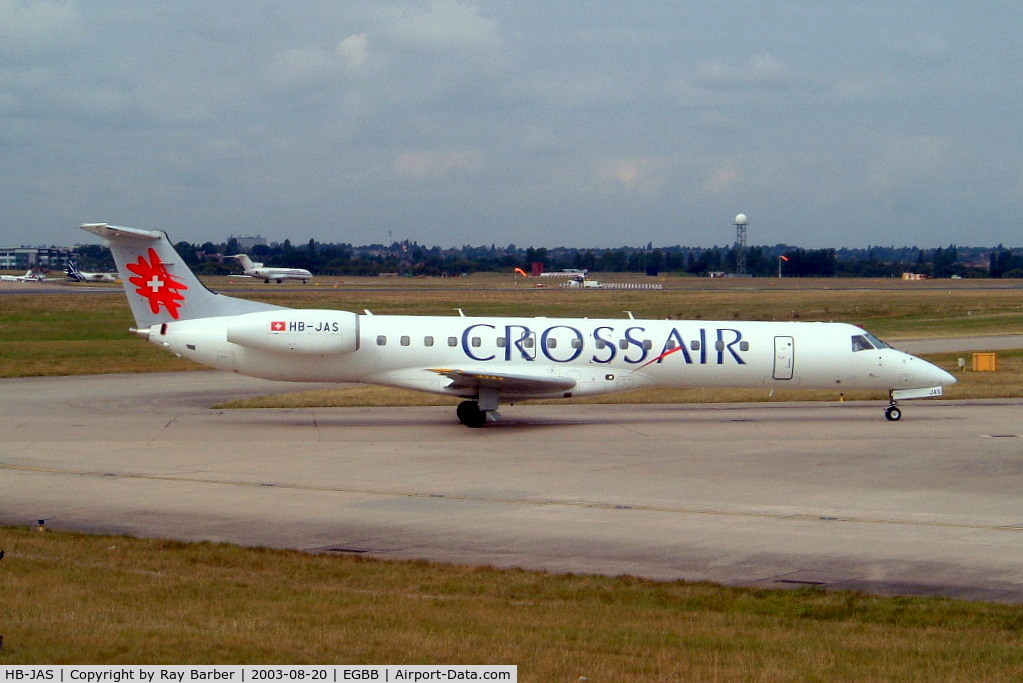 HB-JAS, 2002 Embraer EMB-145LU (ERJ-145LU) C/N 145559, Embraer ERJ-145LU [145559] (Crossair) Birmingham Int'l~G 20/08/2003