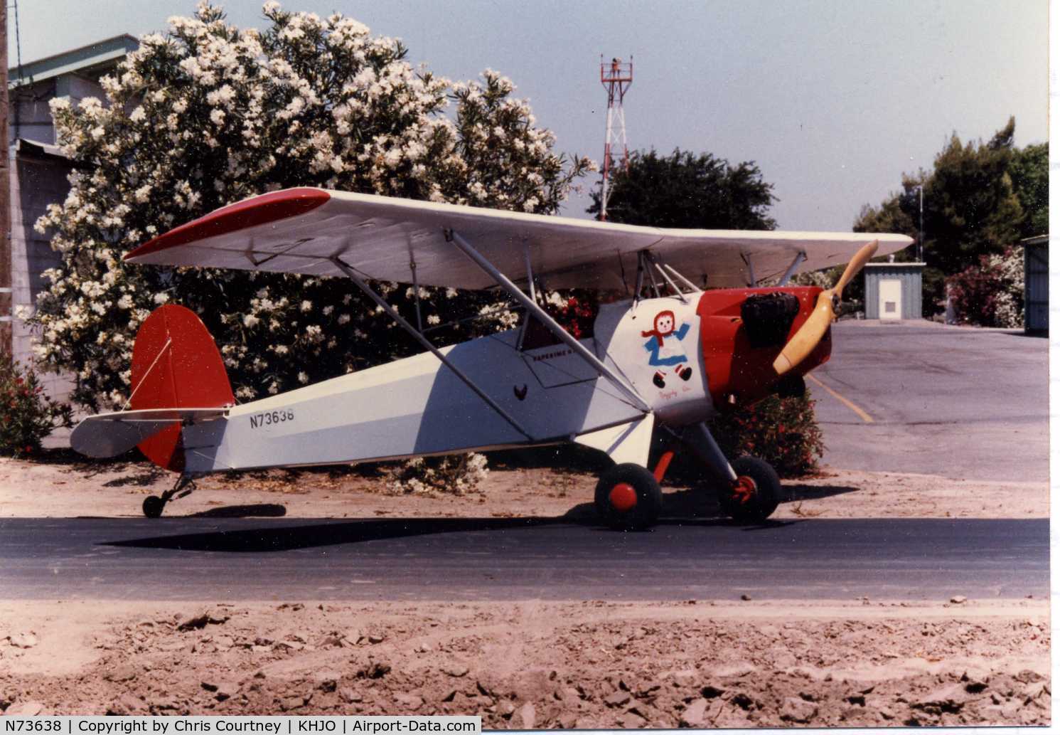 N73638, 1963 Corben Baby Ace Model A C/N 638, I recently came across this picture of N73638 that was taken in about 1985, in Hanford, California. It was owned by Chris Courtney, and was  known as the 