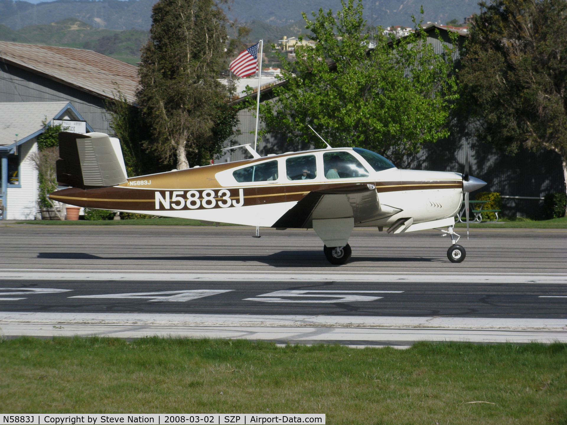 N5883J, 1965 Beech S35 Bonanza C/N D-7874, 1965 Beech S35 Bonanza arriving @ Santa Paula Airport, CA