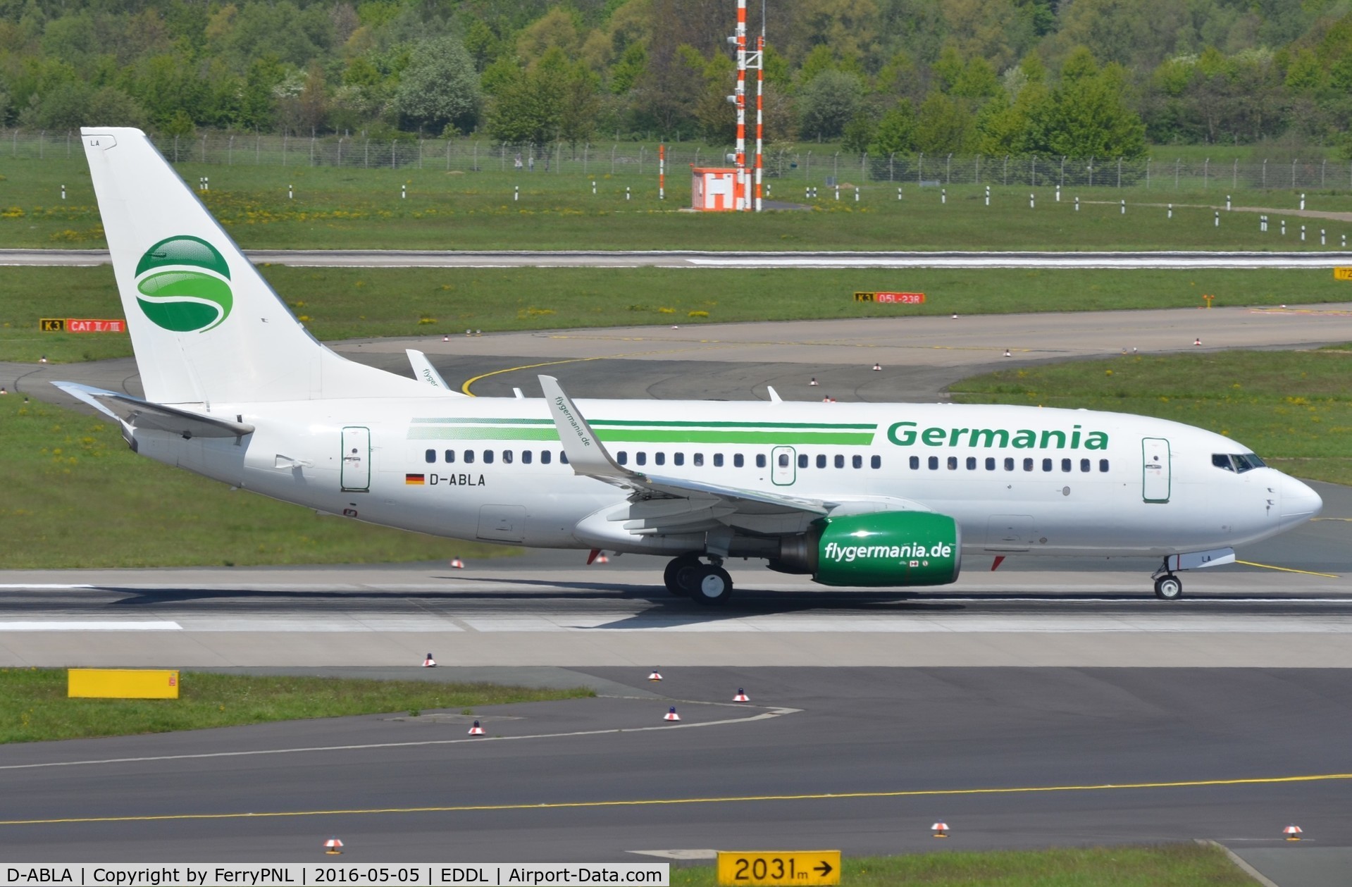 D-ABLA, 2007 Boeing 737-76J C/N 36114, Germania B737 taking off, formally operated by Air Berlin.