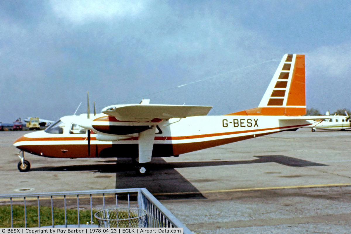 G-BESX, 1977 Britten-Norman BN-2A-26 Islander C/N 2007, Britten-Norman BN-2A-26 Islander [2007] Blackbushe~G 23/04/1978. From a slide.