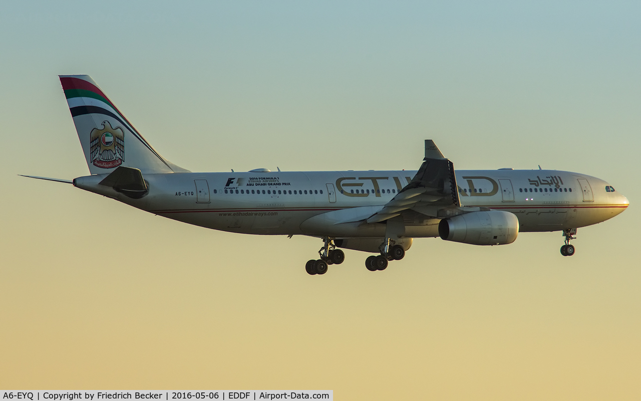 A6-EYQ, 2007 Airbus A330-243 C/N 868, on final RW07C