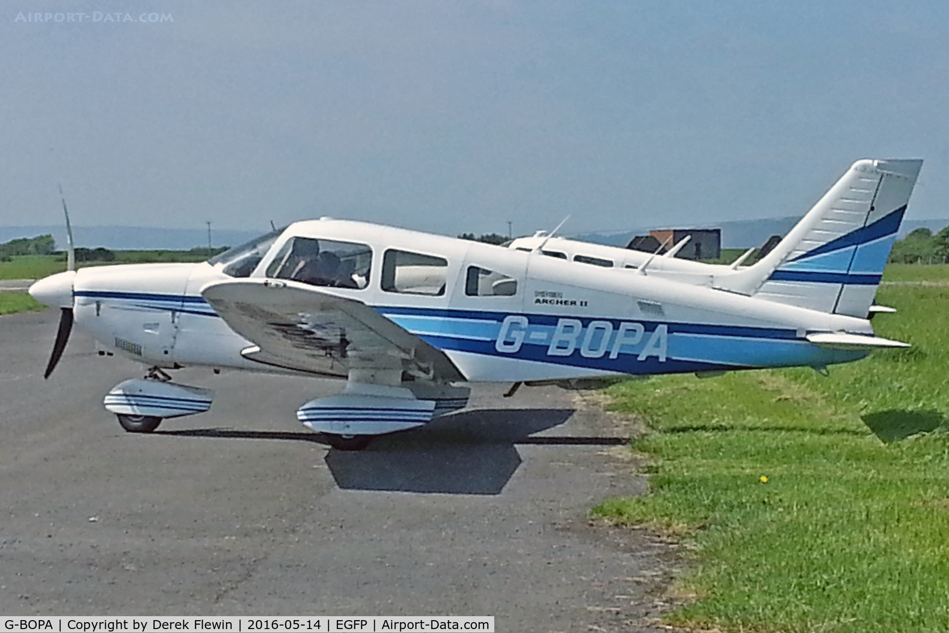 G-BOPA, 1984 Piper PA-28-181 Cherokee Archer II C/N 28-8490024, Cherokee Archer II, Denham based, previously N43299, seen aprked up.