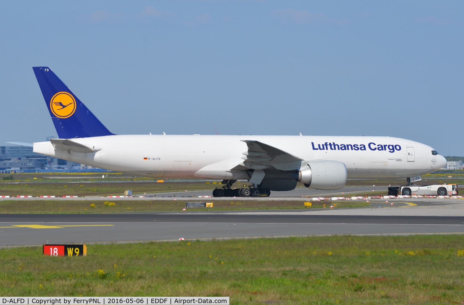 D-ALFD, 2014 Boeing 777-FBT C/N 41677, Lufthansa Cargo B772F under tow to the maintenance area.