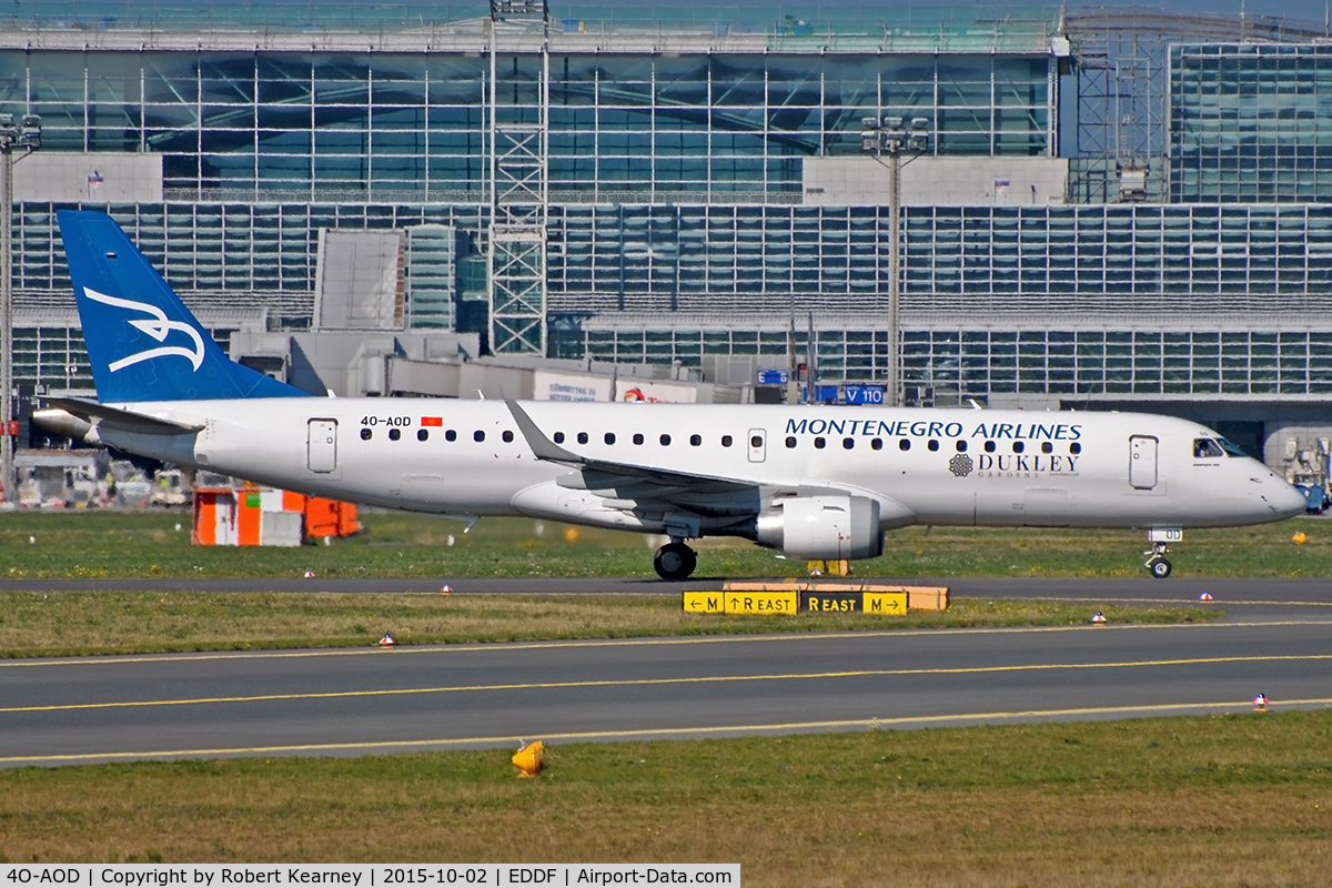 4O-AOD, 2014 Embraer 190LR (ERJ-190-100LR) C/N 19000665, Taxiing in after arrival