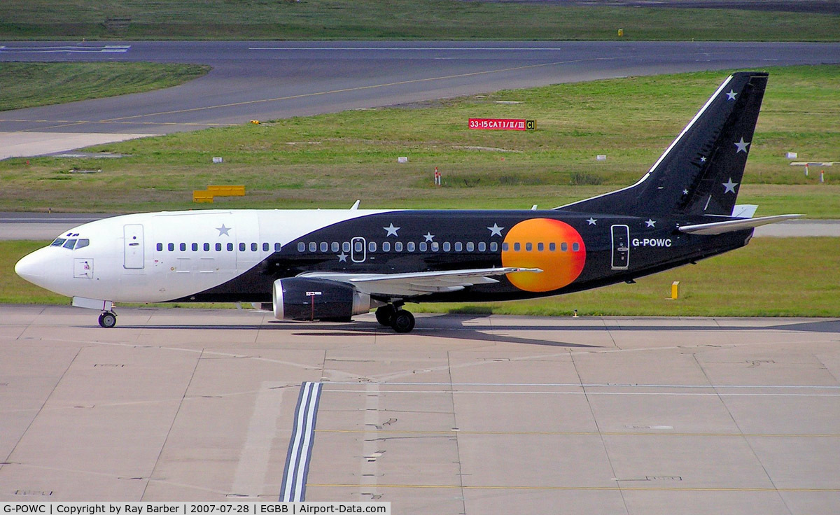 G-POWC, 1991 Boeing 737-33A(QC) C/N 25402, G-POWC   Boeing 737-33A(QC) [25402] (Titan Airways) Birmingham Int'l~G 28/07/2007