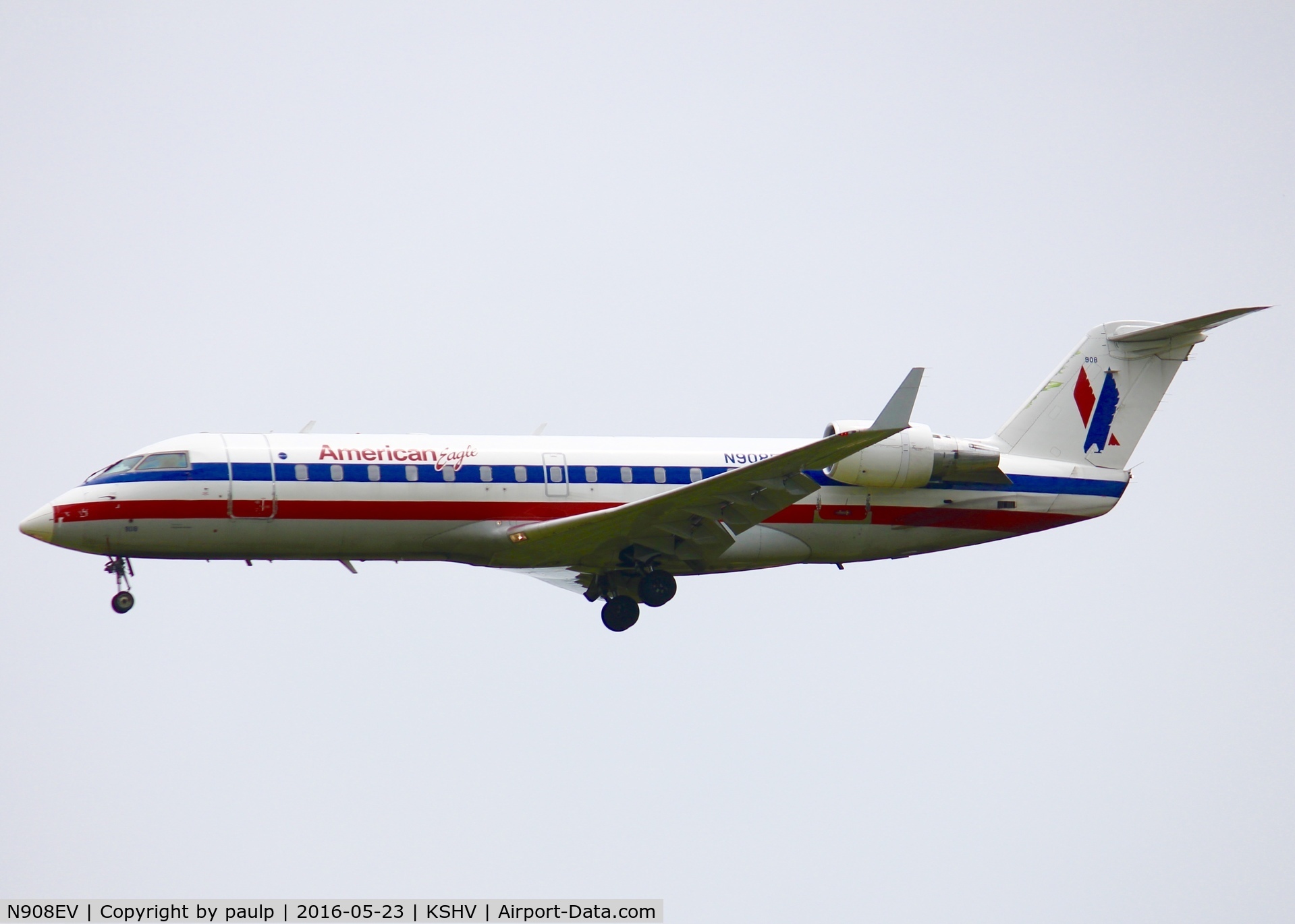 N908EV, 2002 Bombardier CRJ-200ER (CL-600-2B19) C/N 7654, At Shreveport Regional.