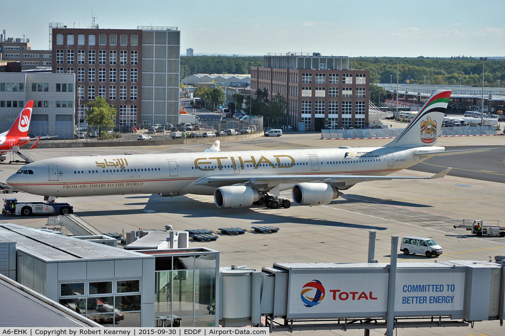 A6-EHK, 2009 Airbus A340-642X C/N 1030, On push back for departure