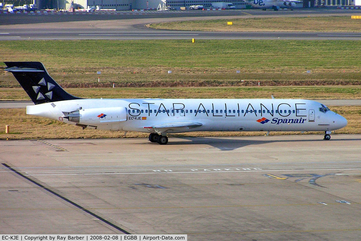 EC-KJE, 1989 McDonnell Douglas MD-87 (DC-9-87) C/N 49606, McDonnell Douglas DC-9-87 [49606] (Spanair) Birmingham Int'l~G 08/02/2008
