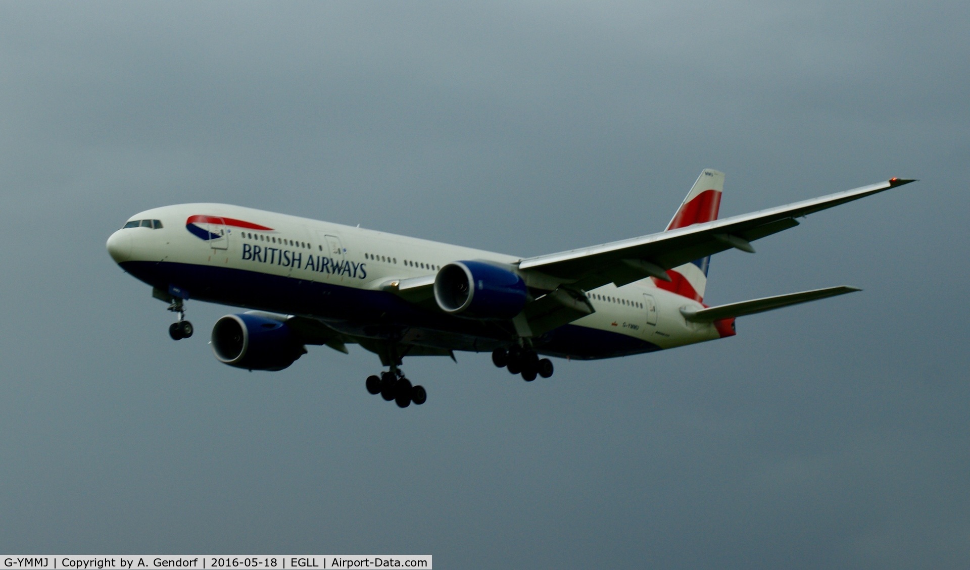 G-YMMJ, 2000 Boeing 777-236 C/N 30311, British Airways, is here on finals RWY 27L at London Heathrow(EGLL)