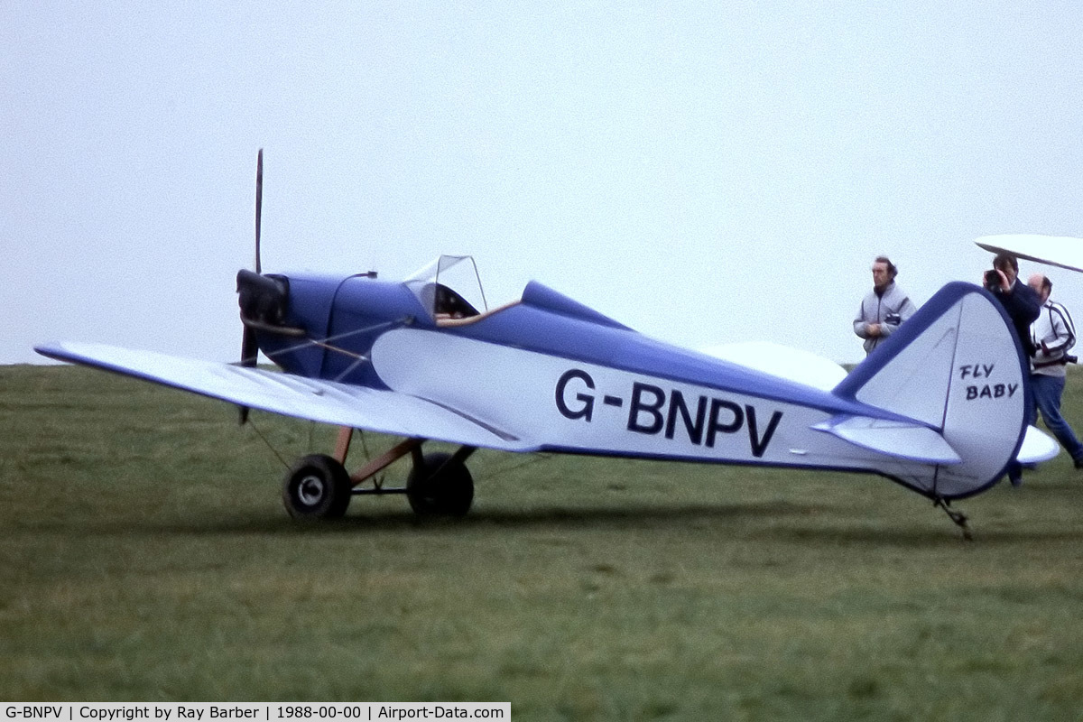 G-BNPV, 1988 Bowers Fly Baby 1A C/N PFA 016-11120, Bowers Fly Baby 1-A (PFA 016-11120) (Date & Place Unknown)~G @1988. From a slide. Single seat variation.