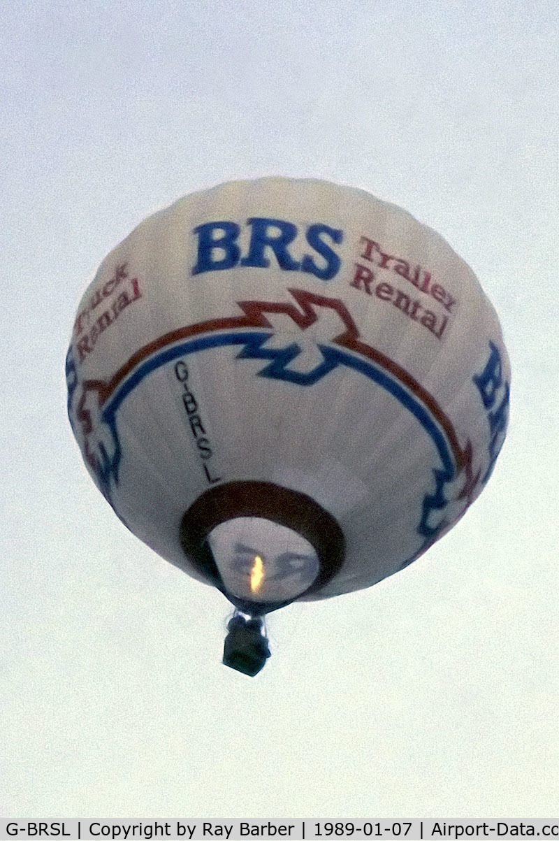 G-BRSL, 1979 Cameron Balloons N-56 C/N 468, Cameron N-56 HAFB [468] Marsh Benham~G 07/01/1989. From a slide.