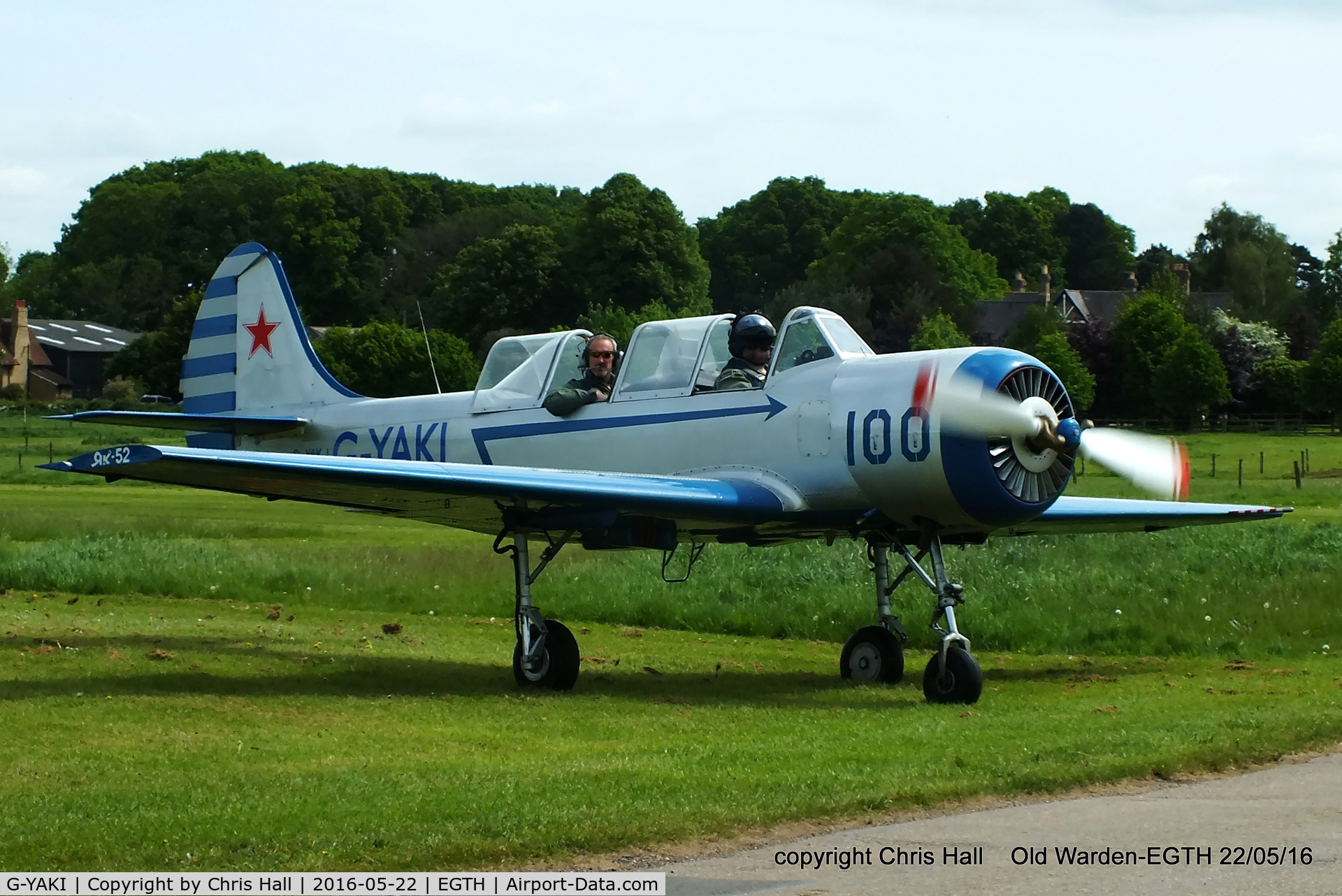 G-YAKI, 1986 Bacau Yak-52 C/N 866904, 70th Anniversary of the first flight of the de Havilland Chipmunk Fly-In at Old Warden