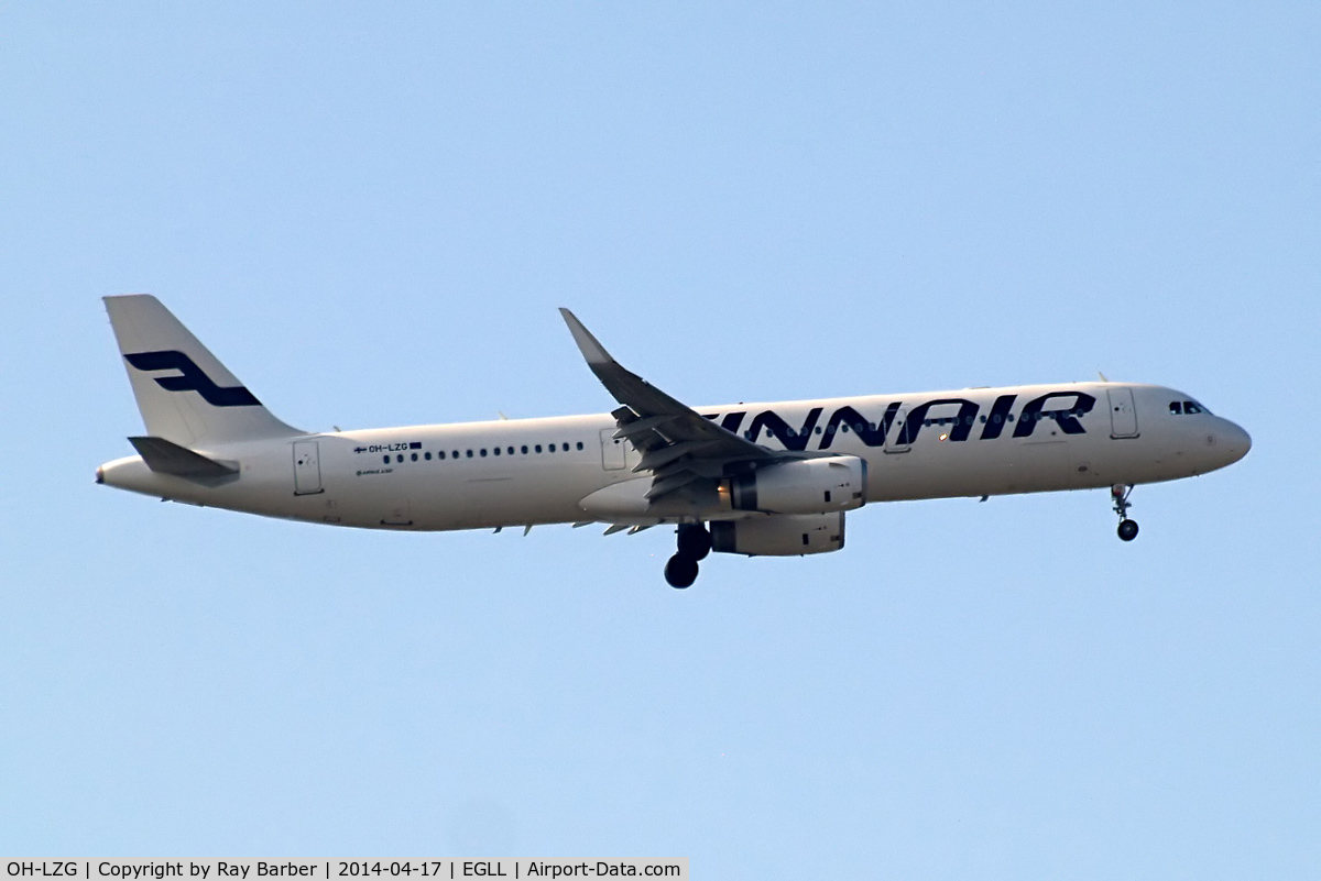 OH-LZG, 2013 Airbus A321-231 C/N 5758, Airbus A321-231(sl) [5758] (Finnair) Home~G 17/04/2014. On approach 27L.