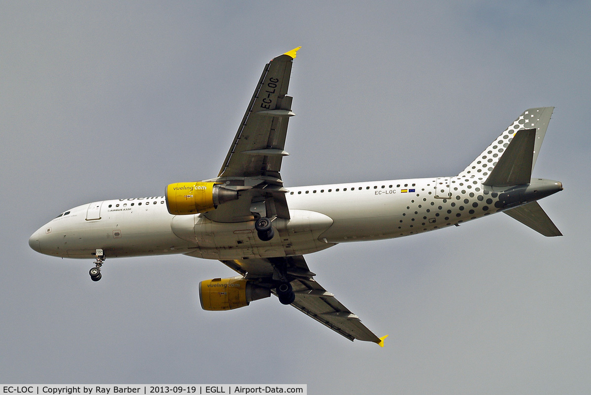 EC-LOC, 2011 Airbus A320-214 C/N 4855, Airbus A320-214 [4855] (Vueling Airlines) Home~G 19/09/2013. On approach 27R.