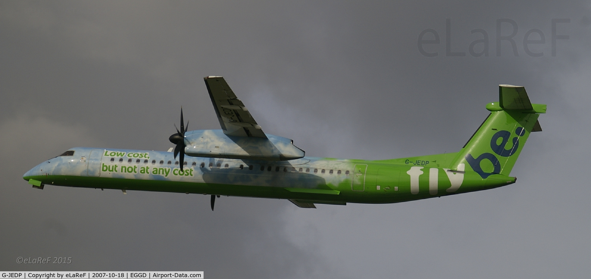 G-JEDP, 2003 De Havilland Canada DHC-8-402Q Dash 8 C/N 4085, In the green 'Low-Cost, but not at any cost' scheme
