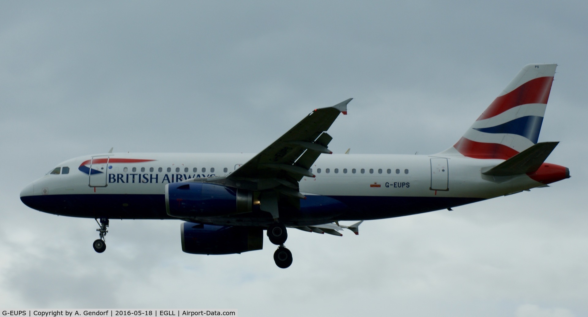G-EUPS, 2000 Airbus A319-131 C/N 1338, British Airways, seen here arriving at London Heathrow(EGLL)