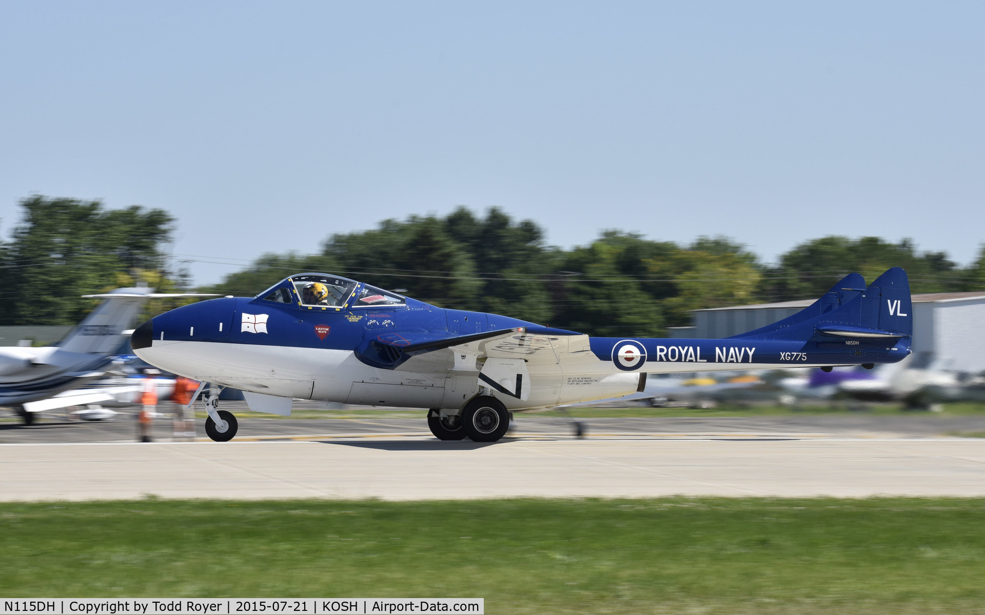 N115DH, 1956 De Havilland (F+W Emmen) Vampire T.55 (DH-115) C/N 866, Airventure 2015