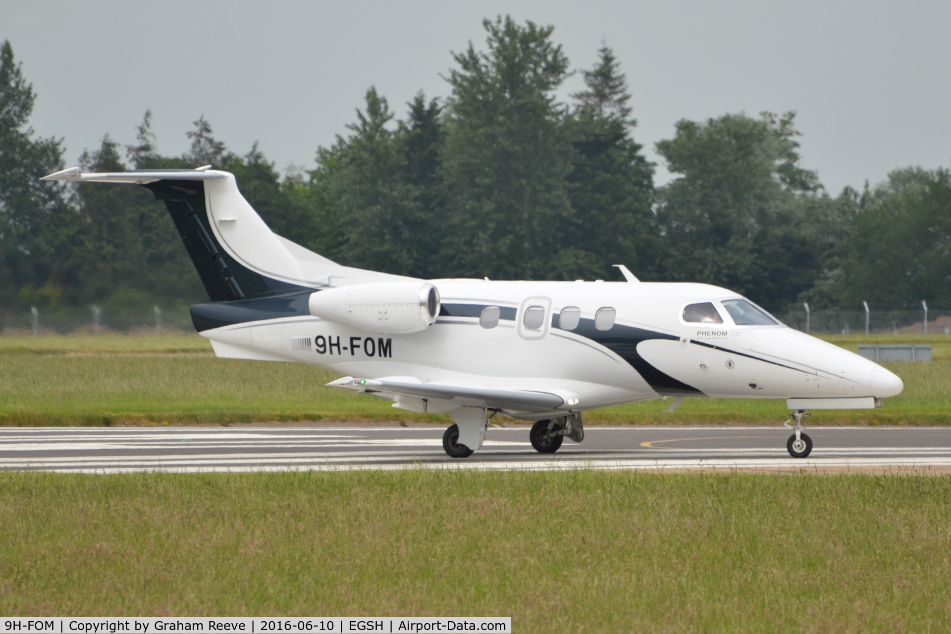 9H-FOM, 2009 Embraer EMB-500 Phenom 100 C/N 50000092, About to depart from Norwich.