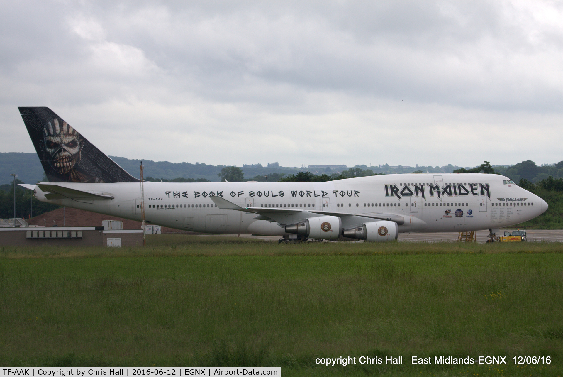 TF-AAK, 2003 Boeing 747-428 C/N 32868, Ed Force One at East Midlands for the Download Festival at Donnington Park