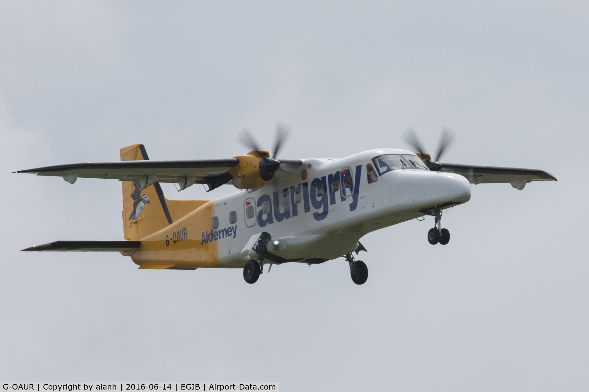 G-OAUR, 2012 Dornier (RUAG) Do.228-212NG C/N 8305, Landing at Guernsey