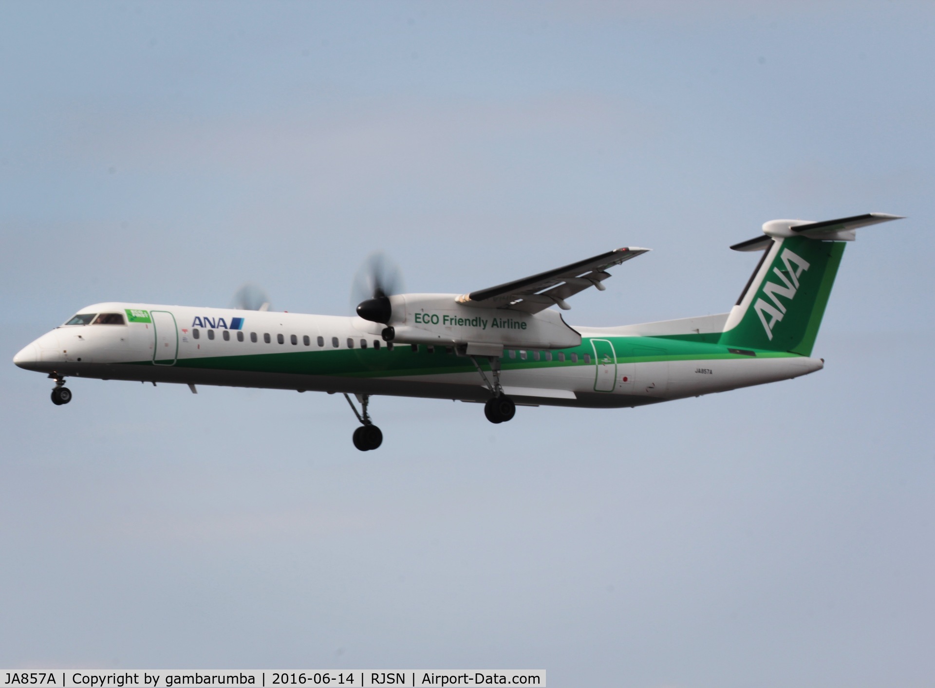 JA857A, 2011 De Havilland Canada DHC-8-402Q Dash 8 C/N 4362, ECO Friendly Airline Livery