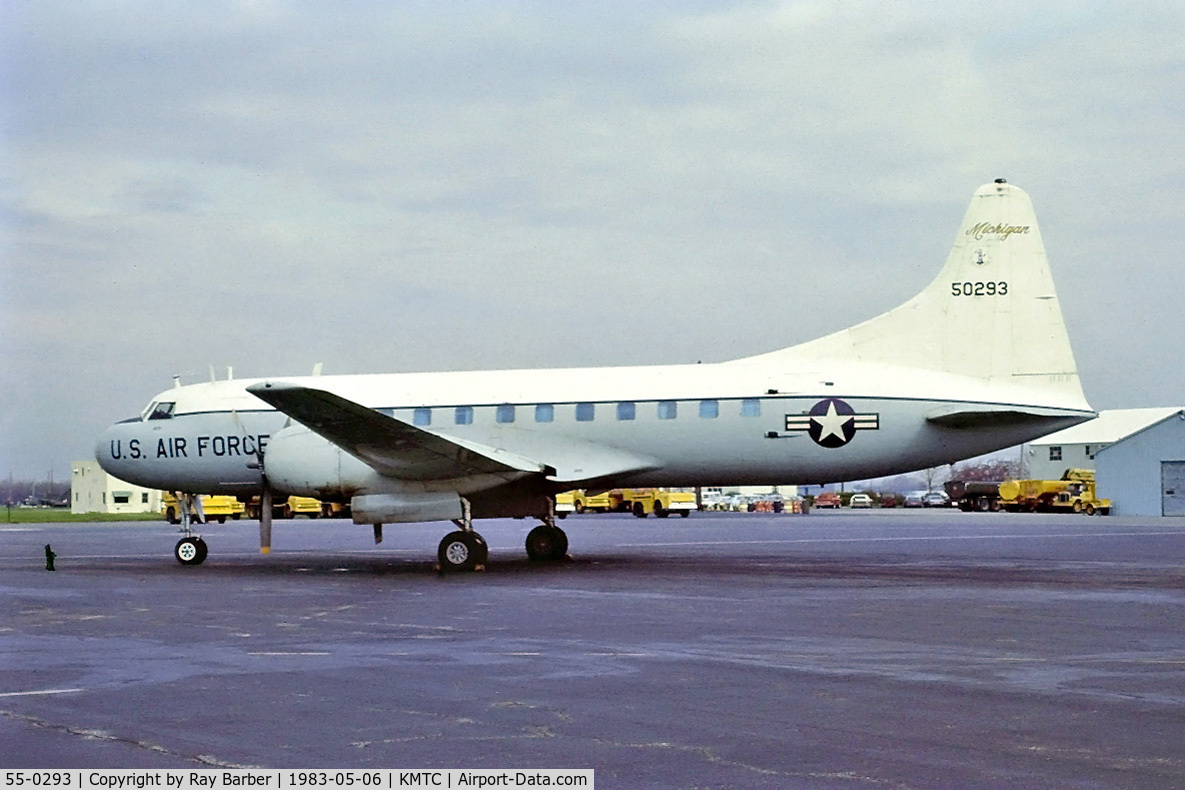 55-0293, 1955 Convair C-131D Samaritan C/N 316, Convair 440 C-131D [316] (US Air Force) Selfridge ANGB~N 06/05/1983. From a slide.
