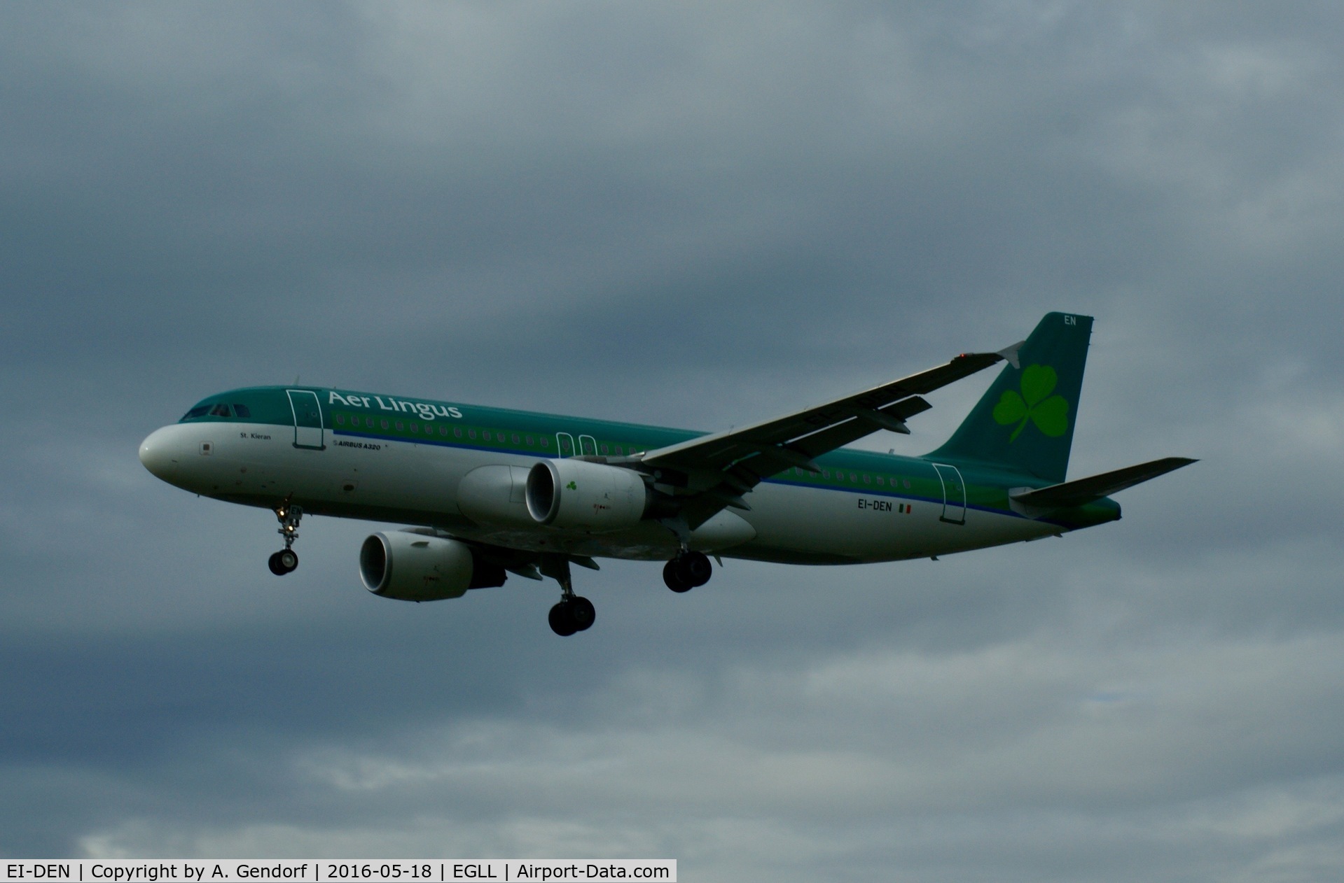 EI-DEN, 2005 Airbus A320-214 C/N 2432, Aer Lingus, is here landing at London Heathrow(EGLL)