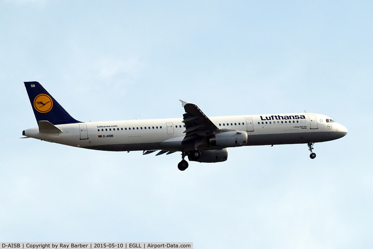 D-AISB, 1999 Airbus A321-231 C/N 1080, Airbus A321-231 [1080] (Lufthansa) Home~G 10/05/2015. On approach 27L.