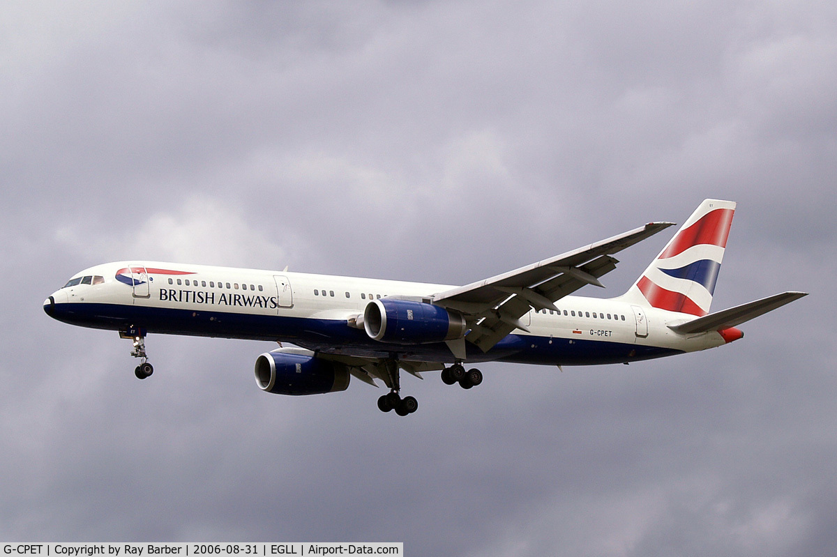 G-CPET, 1998 Boeing 757-236 C/N 29115, Boeing 757-236 [29115] (British Airways) Heathrow~G 31/08/2006. On finals 27L.