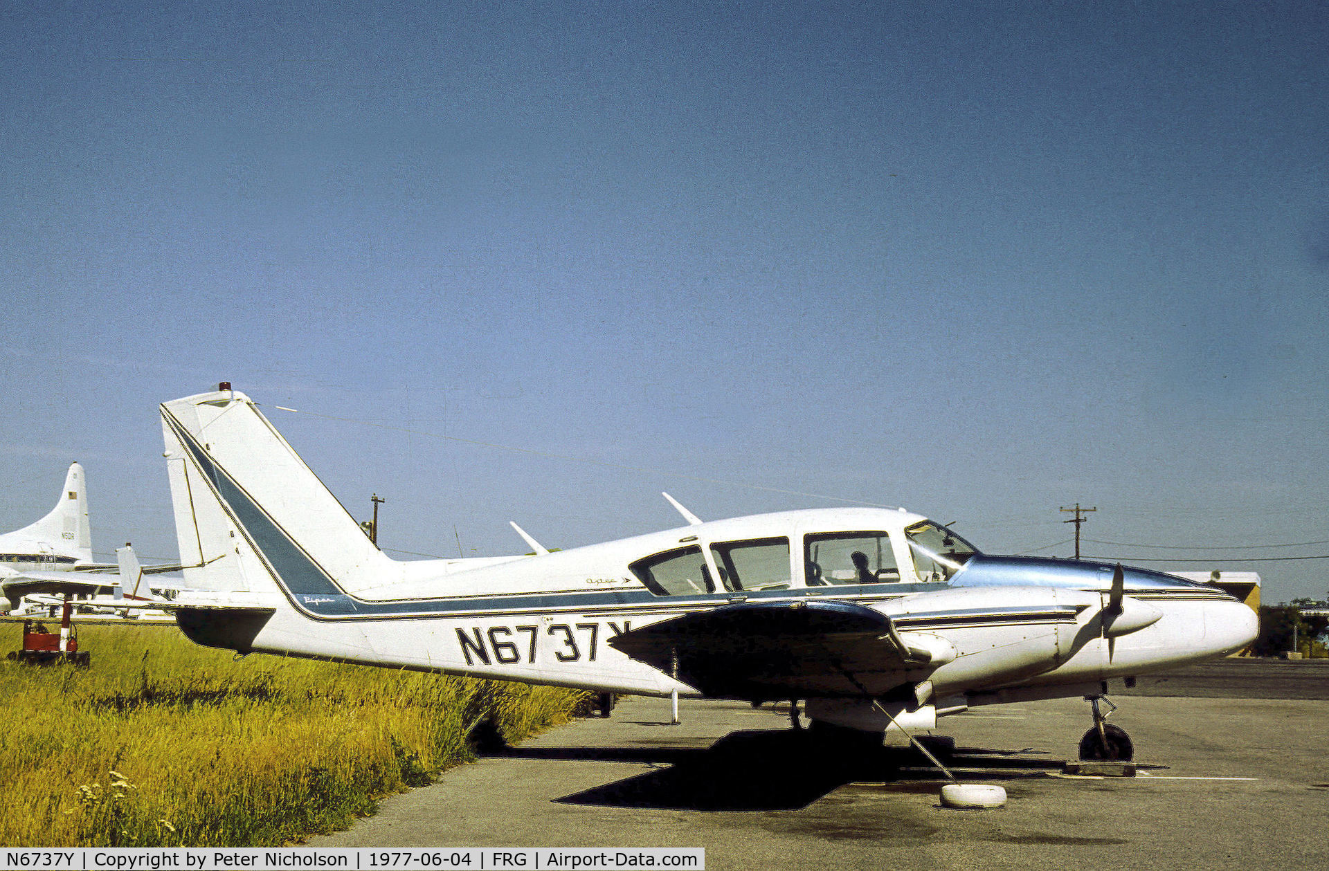 N6737Y, 1968 Piper PA-23-250 Aztec C/N 27-4071, This PA-23 Aztec 250 resident at Republic Airport on Long Island as seen in the Summer of 1977.