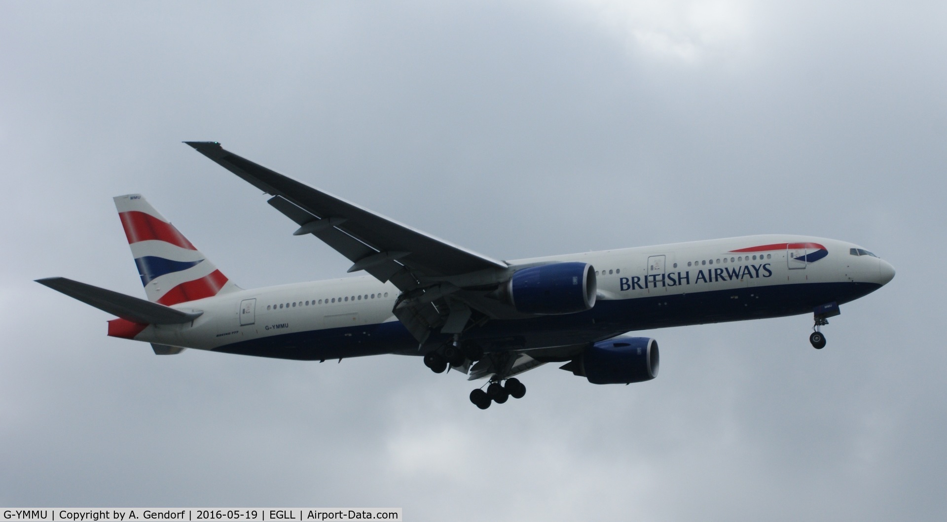 G-YMMU, 2009 Boeing 777-236/ER C/N 36519, British Airways, is here landing at London Heathrow(EGLL)