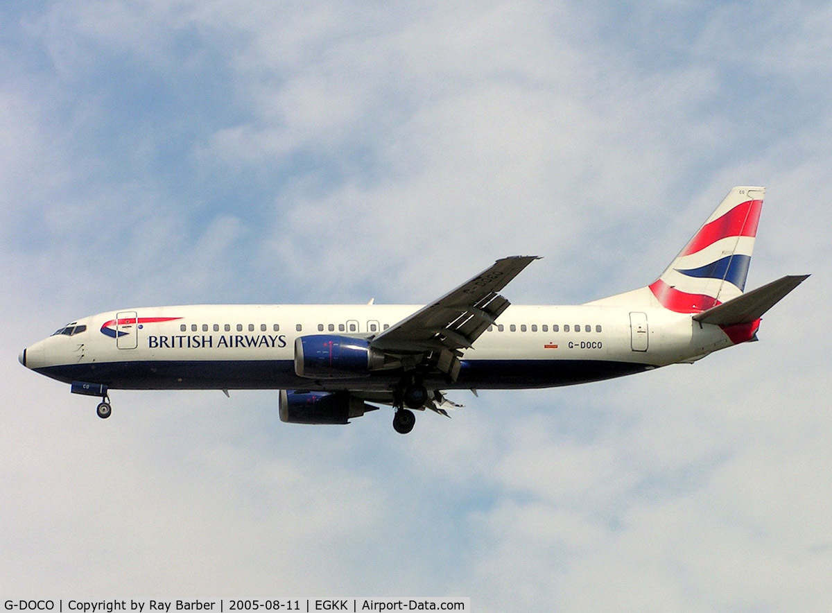 G-DOCO, 1992 Boeing 737-436 C/N 25849, Boeing 737-436 [25849] (British Airways) Gatwick~G 11/08/2005