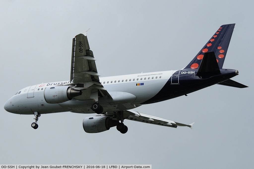 OO-SSH, 2006 Airbus A319-112 C/N 2925, Brussels Airlines landing runway 23 from EBBR for Eurofoot 2016