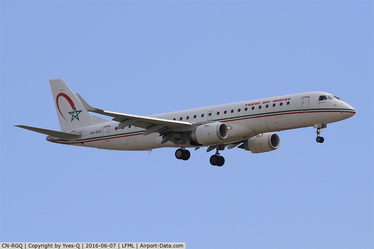 CN-RGQ, 2014 Embraer 190AR (ERJ-190-100IGW) C/N 19000682, Embraer ERJ 190-100 IGW, Short approach Rwy 31R, Marseille-Provence Airport (LFML-MRS)